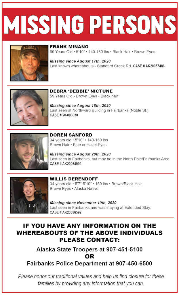 TCC Seeks Help On Missing Persons Tanana Chiefs Conference