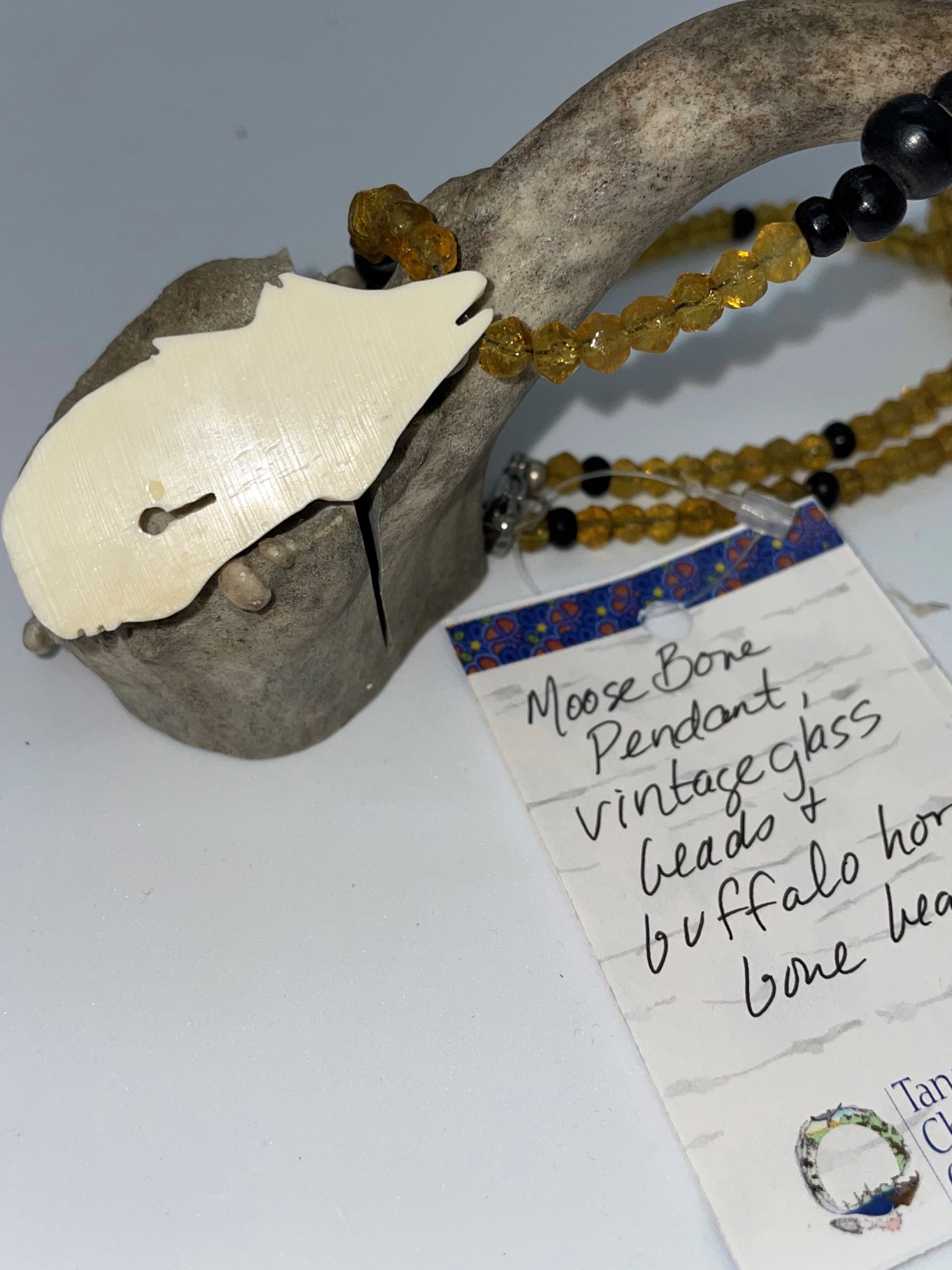 Bone, Wood, African Glass Necklace | Aponi – E.B. Jewelry Studio