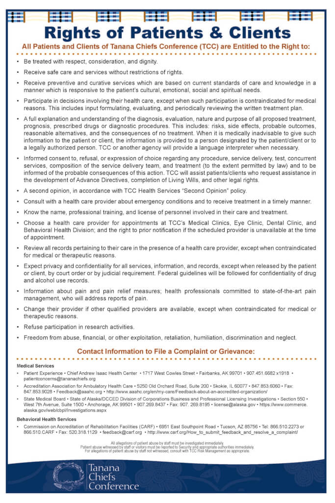 Rights of Patient & Clients Tanana Chiefs Conference